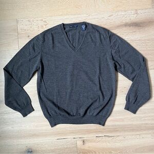 Grant Thomas Men’s Wool V-Neck Sweater Charcoal Gray Woolmark  Fit Sz M *F23